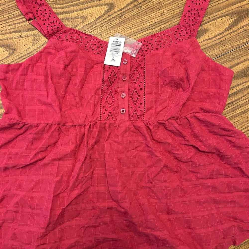Pink Sleeveless Top with Eyelet Detail